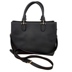 Miztique Black Pebbled Vegan Leather Triple Compartment Satchel Crossbody Bag